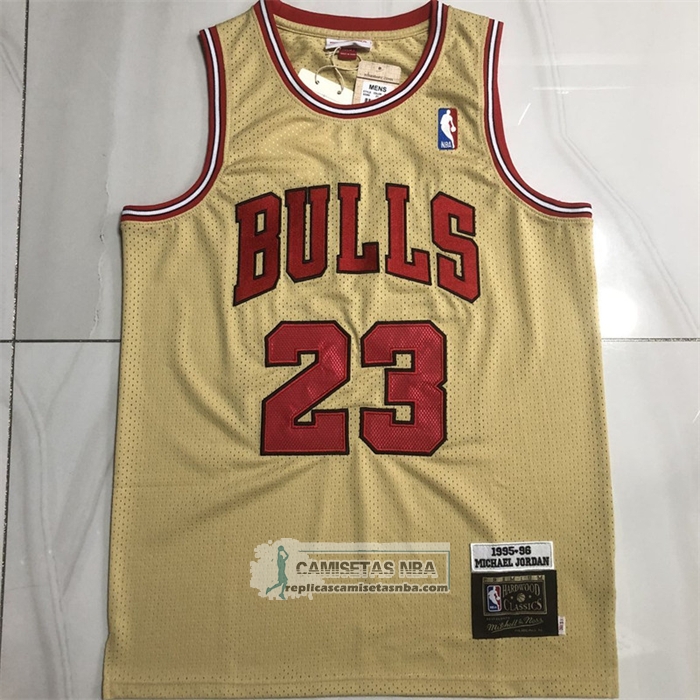 Camiseta Chicago Bulls Michael Jordan NO 23 Mitchell & Ness 1995-96 Oro